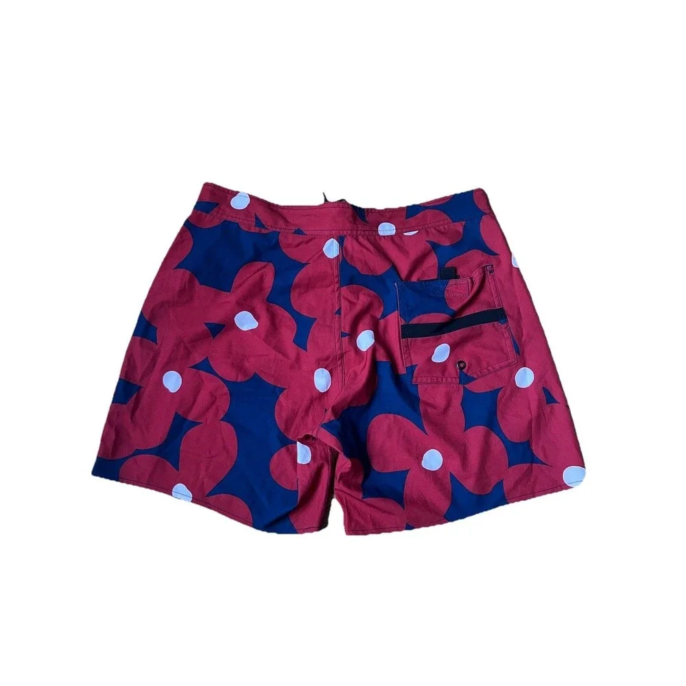 Saturdays NYC Grant Boardshort Swimsuit Red Navy Floral Size 30/XS